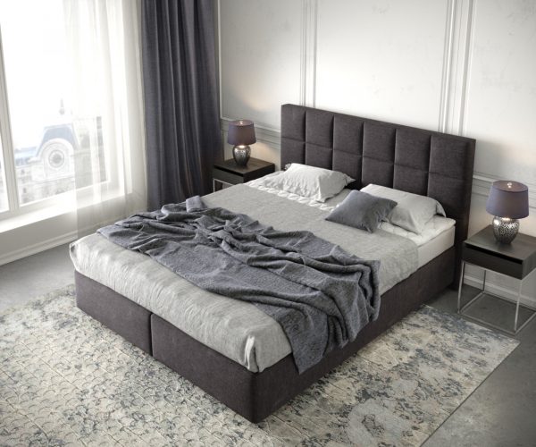 Boxspring postel Dream-Fine 160x200 cm mikrovlákno černá s matrací a topperem - Image 4