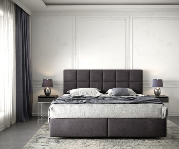 Boxspring postel Dream-Fine 180x200 cm mikrovlákno černá s matrací a topperem - Image 2