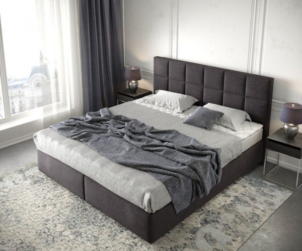 Boxspring postel Dream-Fine 180x200 cm mikrovlákno černá s matrací a topperem - Image 4