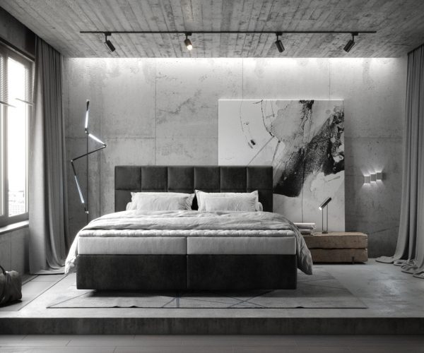 Boxspring postel Dream-Fine 180x200 cm mikrovlákno antracitová vintage s matrací a topperem - Image 2