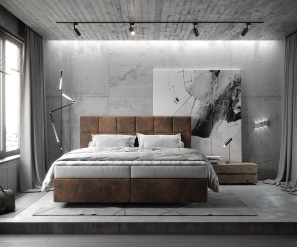 Boxspring postel Dream-Fine 180x200 cm mikrovlákno hnědá s matrací a topperem - Image 2