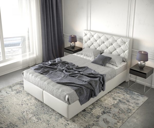 Boxspring postel Dream-Great 140x200 cm koženka bílá s matrací a topperem - Image 4