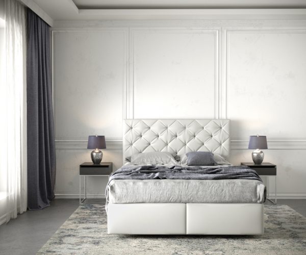 Boxspring postel Dream-Great 140x200 cm koženka bílá s matrací a topperem - Image 2