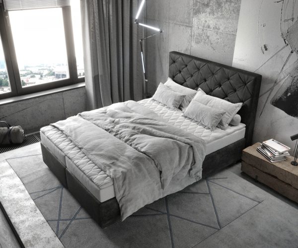 Boxspring postel Dream-Great 140x200 cm mikrovlákno antracitová vintage s matrací a topperem - Image 4