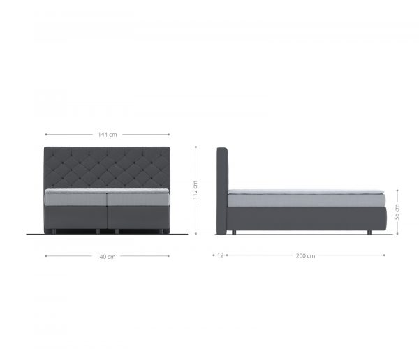 Boxspring postel Dream-Great 140x200 cm mikrovlákno šedá s matrací a topperem - Image 5