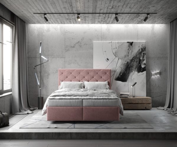 Boxspring postel Dream-Great mikrovlákno růžová 140x200 cm s matrací a topperem - Image 2