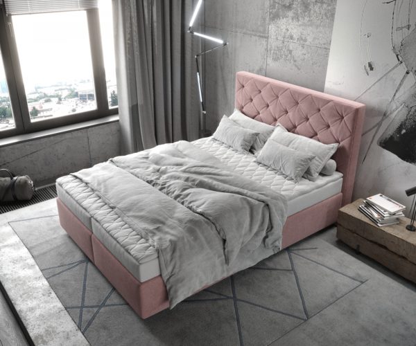 Boxspring postel Dream-Great mikrovlákno růžová 140x200 cm s matrací a topperem - Image 4