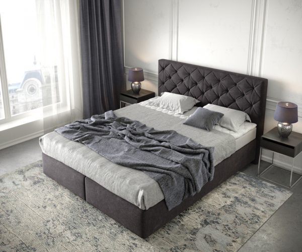 Boxspring postel Dream-Great 160x200 cm mikrovlákno černá s matrací a topperem - Image 4