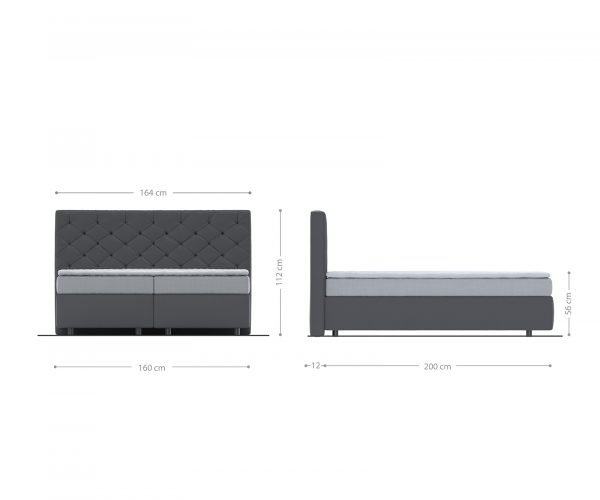 Boxspring postel Dream-Great 160x200 cm mikrovlákno antracitová s matrací a topperem - Image 5