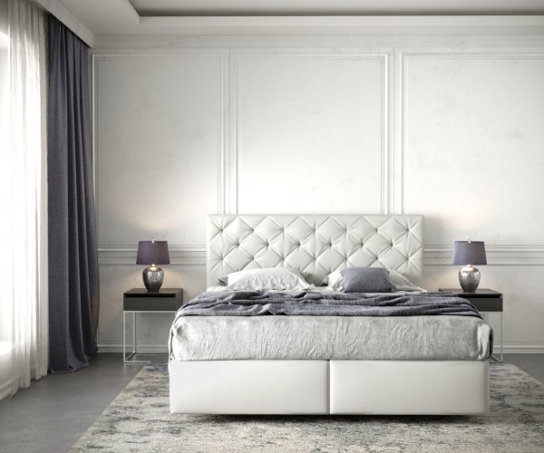 Boxspring postel Dream-Great 160x200 cm koženka bílá s matrací a topperem - Image 2