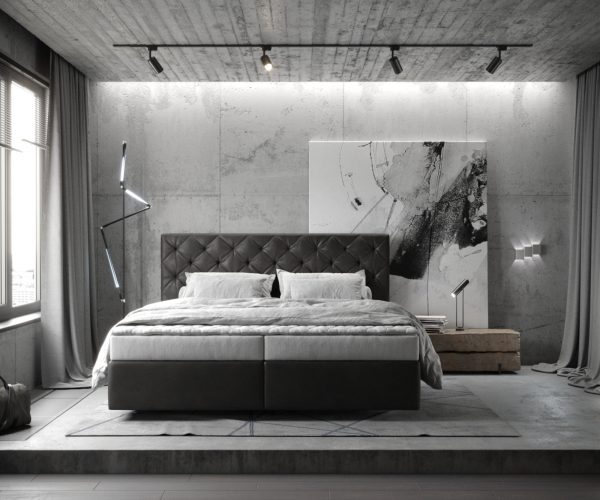 Boxspring postel Dream-Great 180x200 cm imitace kůže antracitová s matrací a topperem - Image 2