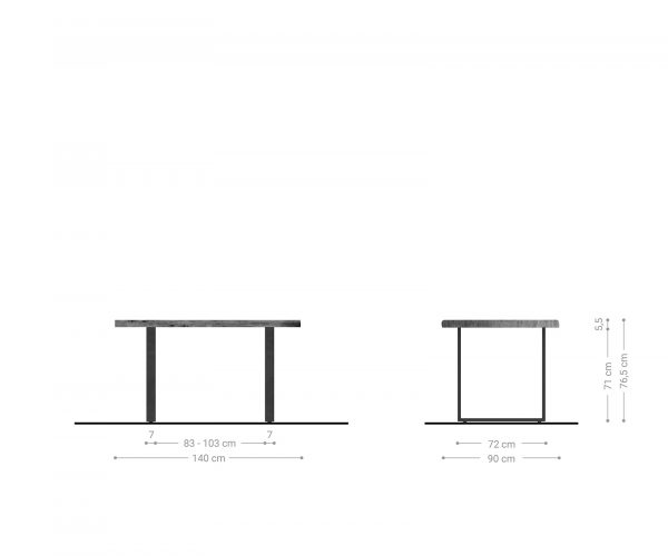 Jídelní stůl Edge 140x90 XL akácie přírodní kov černá - Image 6