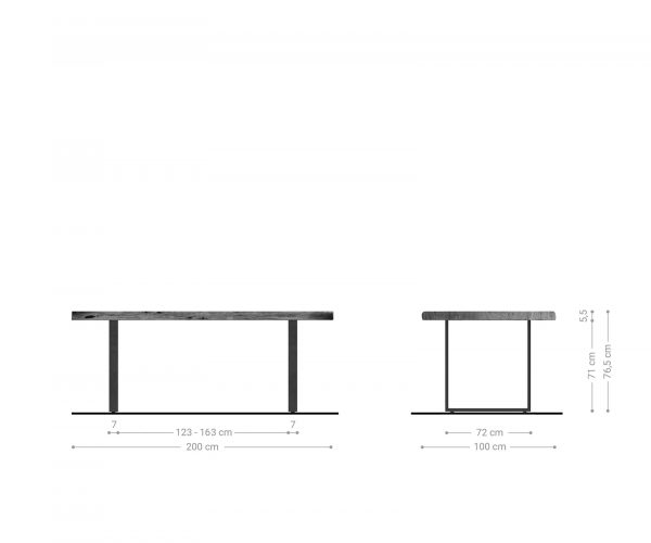 Jídelní stůl Edge 200x100 XL akácie přírodní kov černá - Image 6