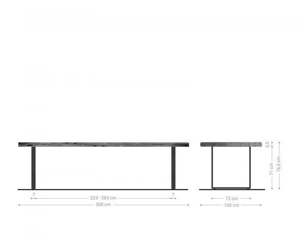 Jídelní stůl Edge 300x100 XL akácie hnědá kov černá - Image 6