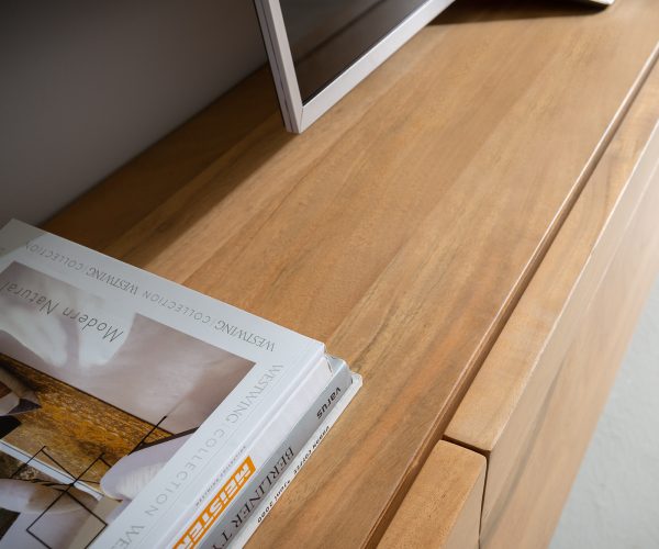 TV stolek Kayu 240 cm přírodní akácie 4 dvířka podnož ve tvaru "V" - Image 4
