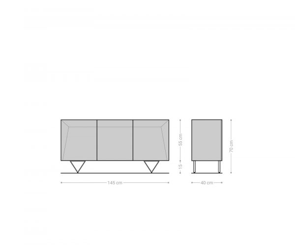 Komoda Kayu 145x40x70 cm přírodní akácie 3 dvířka podnož ve tvaru "V" - Image 6