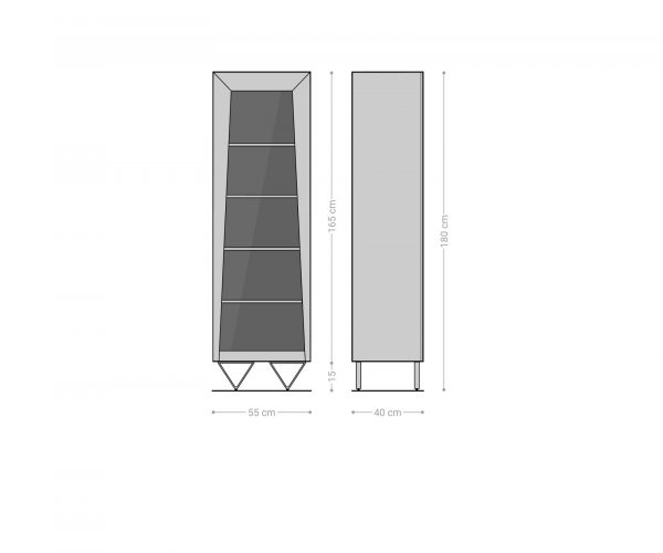 Skříň Kayu 55x180 cm přírodní akácie vitrína 1 dvířka podnož ve tvaru "V" - Image 8