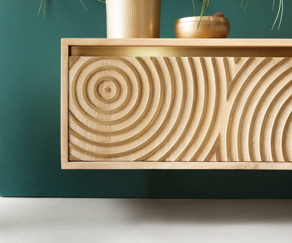 TV stolek Budaya mango přírodní 220 cm 3 dvířka 2 přihrádky závěsné - Image 8