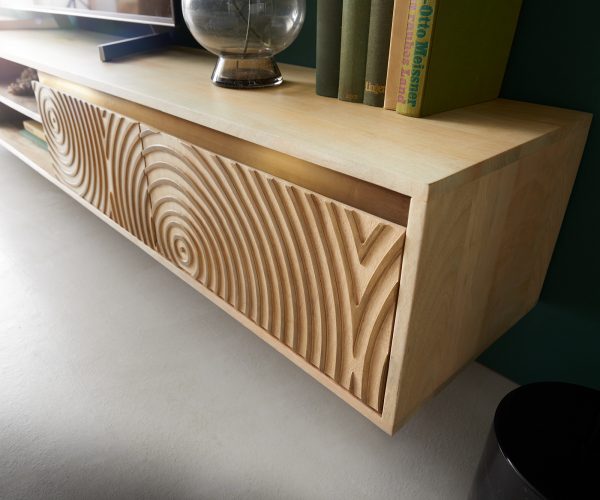 TV stolek Budaya mango přírodní 220 cm 4 dvířka závěsné - Image 7
