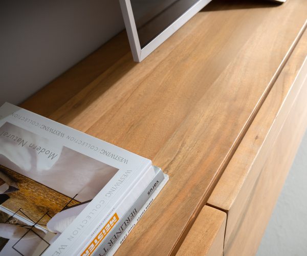 TV stolek Kayu 200 cm akácie přírodní 4 dvířka závěsné - Image 4