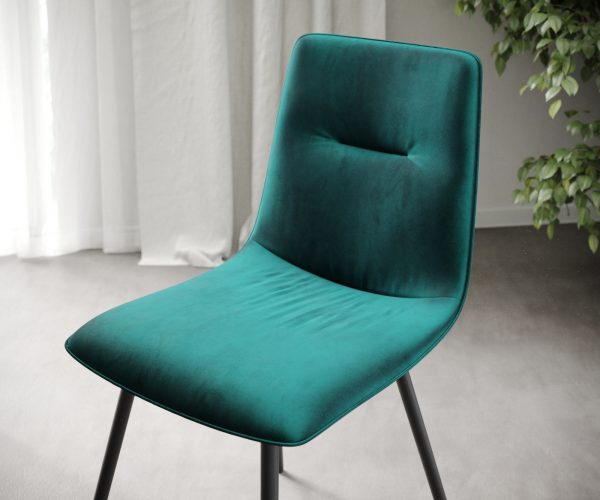 Sada 4 jídelních židlí Pia-Adesso Petrol Velvet se 4 kuželovitými nohami - Image 5