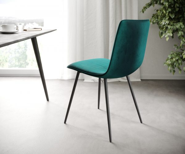 Sada 4 jídelních židlí Pia-Adesso Petrol Velvet se 4 kuželovitými nohami - Image 4
