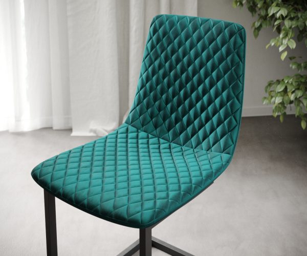 Sada 4 jídelních židlí Novi-Adesso Petrol Velvet Cantilever - Image 4
