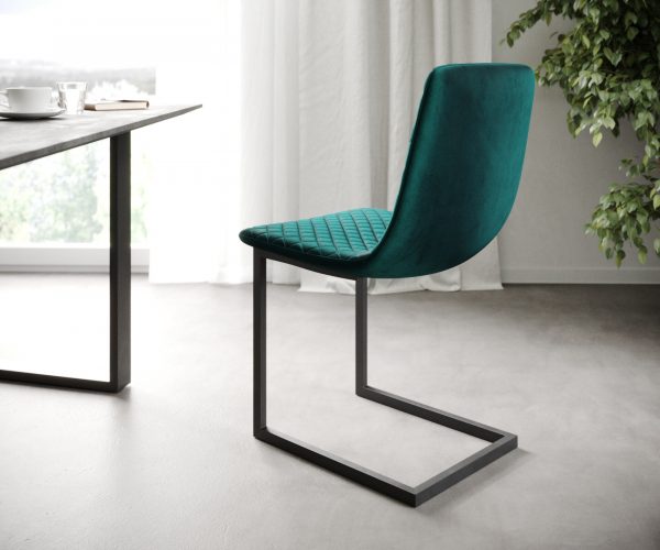 Sada 4 jídelních židlí Novi-Adesso Petrol Velvet Cantilever - Image 2