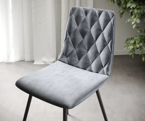4dílná sada jídelních židlí Trado-Adesso Grey Velvet 4-nohá kónická židle - Image 4
