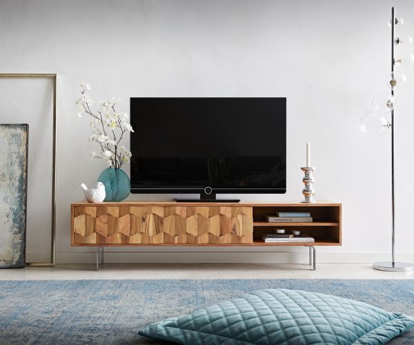 TV stolek Fevo 160 cm akácie přírodní 2 dvířka podnož ve tvaru "L" - Image 2