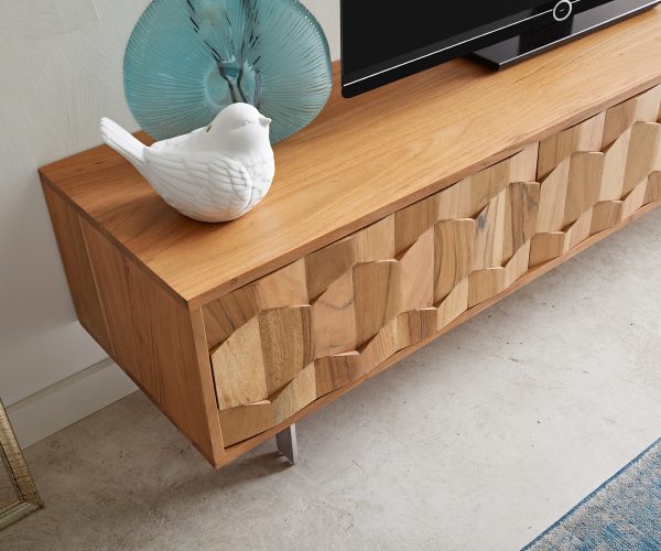 TV stolek Fevo 160 cm akácie přírodní 2 dvířka podnož ve tvaru "L" - Image 5