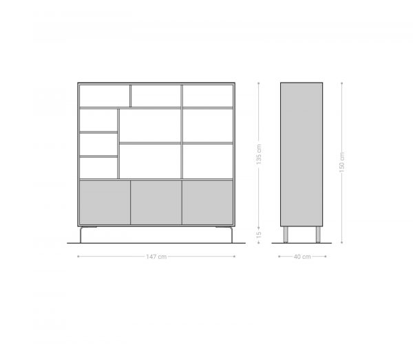 Police Fevo 147x150 cm přírodní akácie 3 dvířka podnož ve tvaru "L" - Image 6