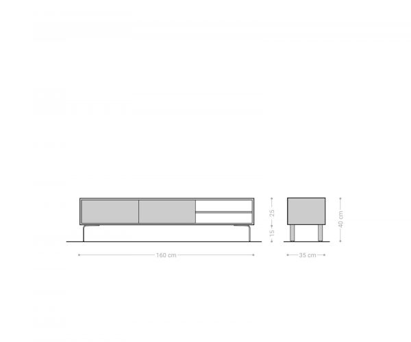 TV stolek Fevo 160 cm akácie hnědá 2 dvířka podnož ve tvaru "L" - Image 6