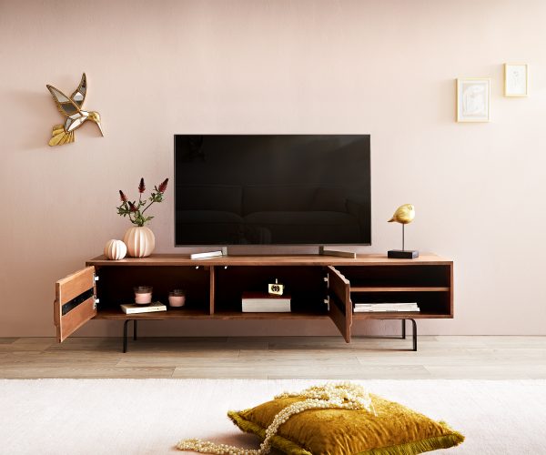 TV stolek Fevo 160 cm akácie hnědá 2 dvířka podnož ve tvaru "L" - Image 4