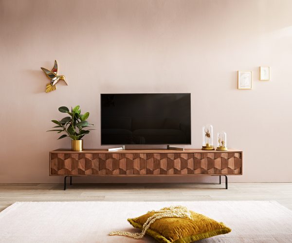 TV stolek Fevo 200 cm akácie hnědá 4 dvířka podnož ve tvaru "L" - Image 2