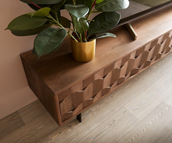 TV stolek Fevo 220 cm akácie hnědá 4 dvířka podnož ve tvaru "L" - Image 5