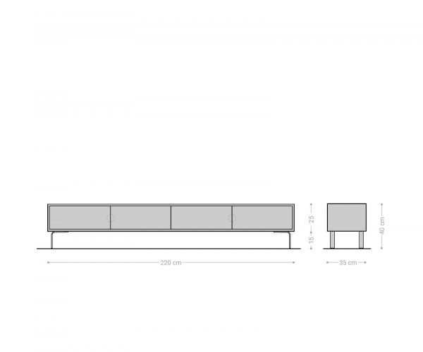 TV stolek Fevo 220 cm akácie hnědá 4 dvířka podnož ve tvaru "L" - Image 8
