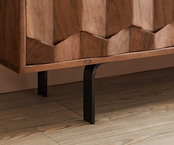 TV stolek Fevo 220 cm akácie hnědá 4 dvířka podnož ve tvaru "L" - Image 7
