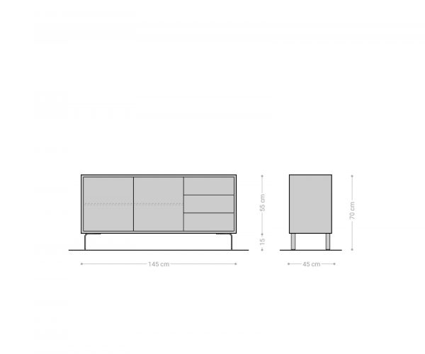 Komoda Fevo 145 cm akácie hnědá 2 dvířka 3 zásuvky podnož ve tvaru "L" - Image 9