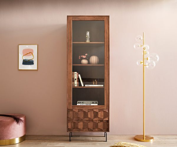 Vitrína Fevo 60x180 cm akácie hnědá podnož ve tvaru "L" - Image 2