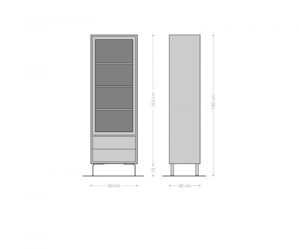 Vitrína Fevo 60x180 cm akácie hnědá podnož ve tvaru "L" - Image 7