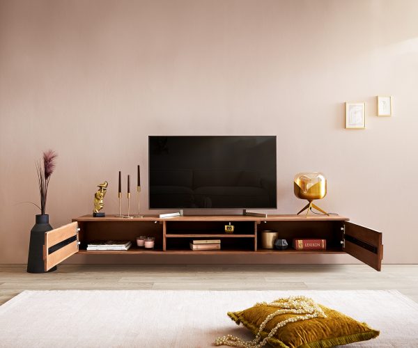 TV stolek Fevo 200 cm akácie hnědá 2 dvířka závěsné - Image 4