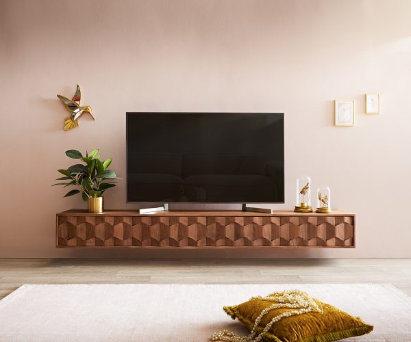 TV stolek Fevo 220 cm akácie hnědá 4 dvířka závěsné - Image 2