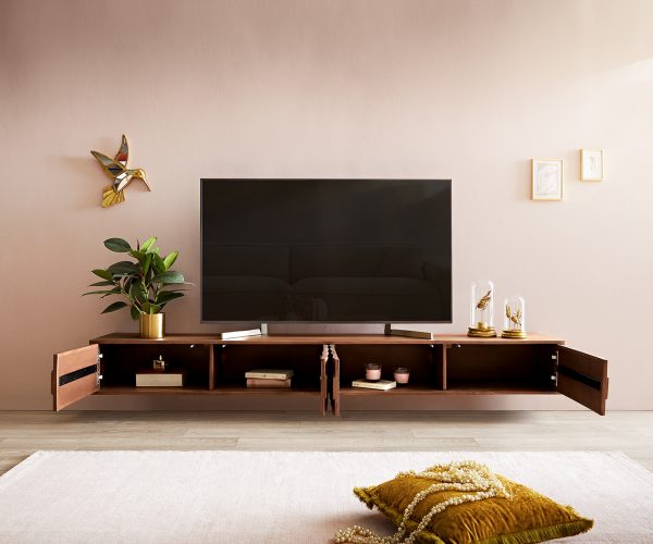 TV stolek Fevo 220 cm akácie hnědá 4 dvířka závěsné - Image 4