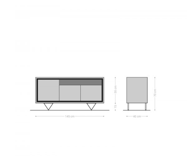 Komoda Stonegrace 145 cm akácie přírodní 3 dvířka 1 přihrádka kamenina podnož ve tvaru "V" - Image 6