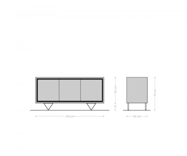 Komoda Stonegrace 145 cm přírodní akácie 3 dvířka kámendřevo podnož ve tvaru "V" - Image 7