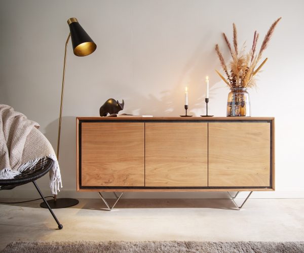 Komoda Stonegrace 145 cm přírodní akácie 3 dvířka kámendřevo podnož ve tvaru "V" - Image 2