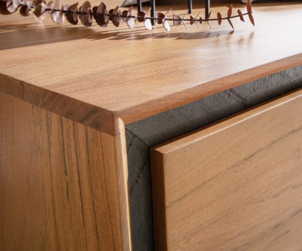 Komoda Stonegrace 200 cm přírodní akácie 4 dvířka kamennádřeva podnož ve tvaru "V" - Image 6