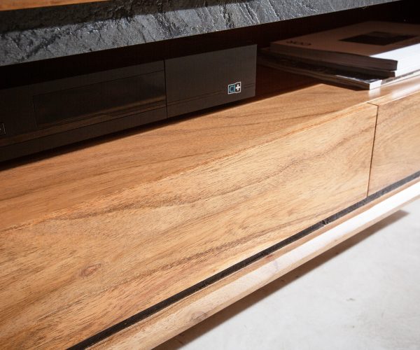 TV stolek Stonegrace 240 cm akácie přírodní kámen 2 dvířka 1 přihrádka 2 zásuvky závěsné - Image 6