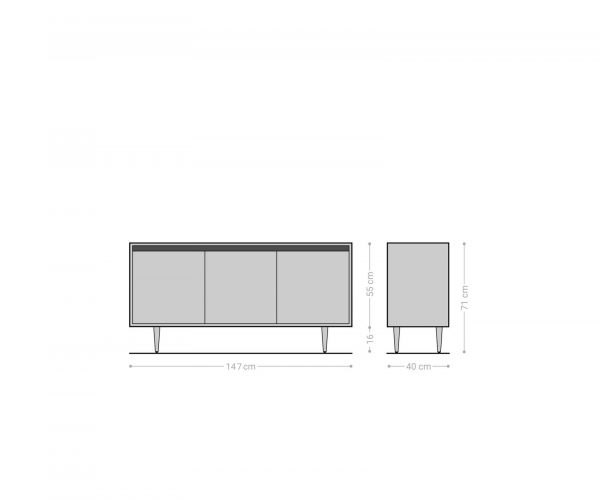Komoda Budaya mango přírodní 150 cm 3 dvířka kulatá podnož - Image 8